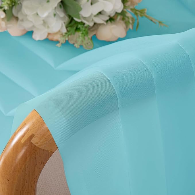 OWENIE Aqua Sheer Curtains 84 Inches Long for 2 Panels Set, Solid Light Filtering Voile Sheer Curtains for Living Room Bedroom, Modern Rod Pocket Aqua Curtain, 2 Pcs Total 84 Width 84 Long