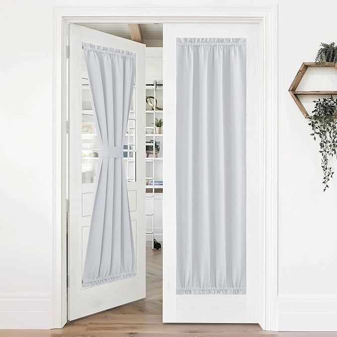 NICETOWN Room Darkening Curtain Panel for Door - Sidelight Sliding Door Drapes Thermal Insulated and Privacy Assured (1 PC, 36" Wide x 72" Long, Greyish White)