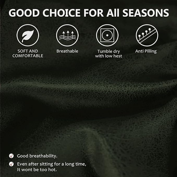 ANARACHON Recliner Chair Covers Leather Like, 4 Pieces Recliner Cover for Recliner Chair, Soft Sofa Slipcover Furniture Protector Washable Sofa Cover for Pets Kids(Dark Army Green)
