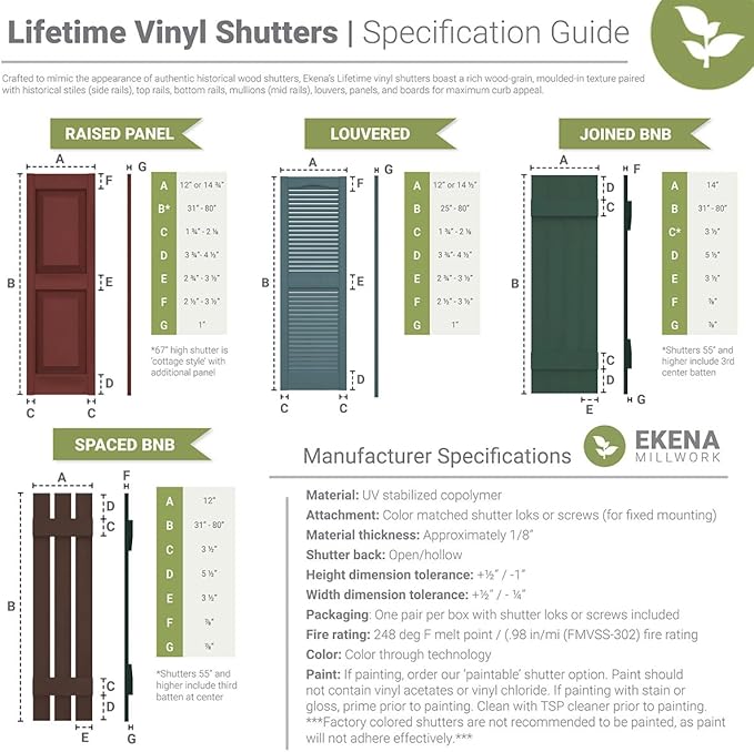 14 1/2"W x 39"H Lifetime Vinyl, Standard Cathedral Top Center Mullion, Open Louver Shutters, w/Installation Shutter-Lok's & Matching Screws (Per Pair), Storm Cloud