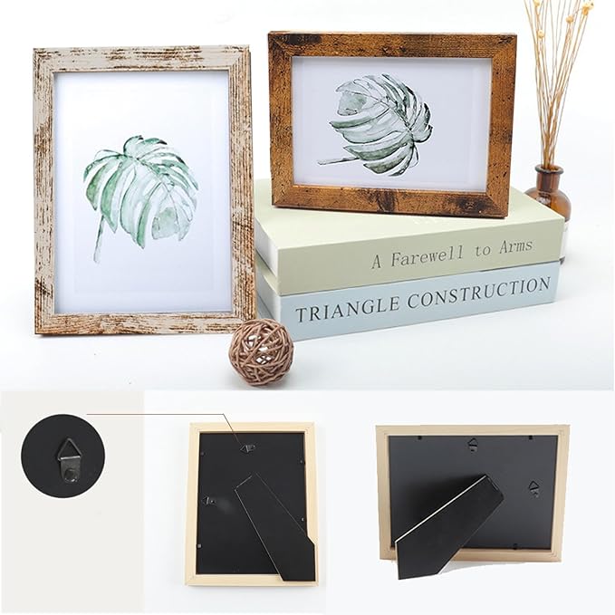 10 pack Picture Frame Set with Two 8x10,Four 5x7,Four 4x6, Rustic Collage Gallery Wall Frame, Farmhouse wood Photo Frames for living room Wall Gallery Decor or Desk,Rustic Black