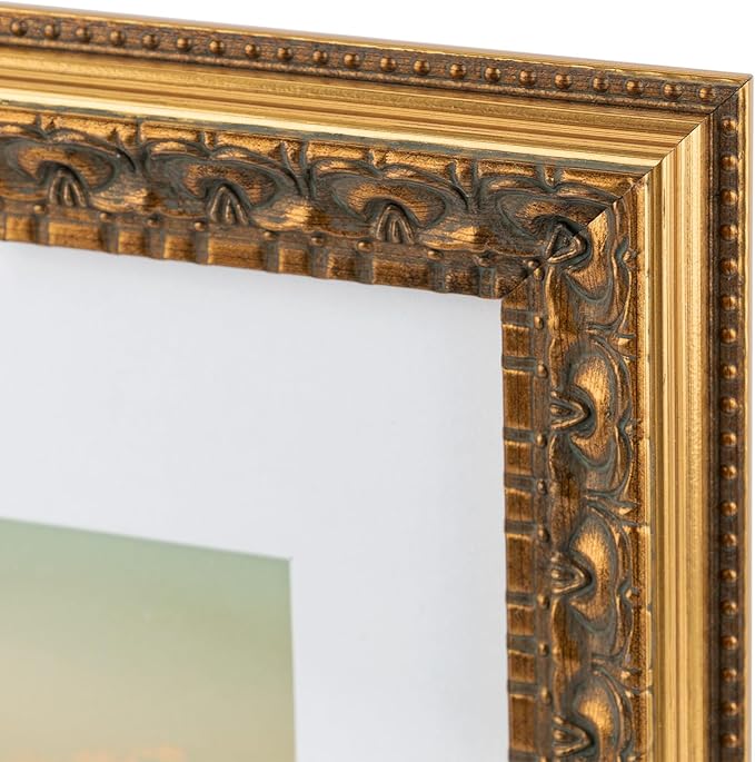 Golden State Art, 13X19 Ornate Finish Photo Frame with White Mat for 11X17 Picture & Real Glass, Color: Bronze