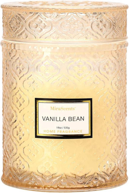 Vanilla Scented Candles, Christmas Winter Vanilla Bean 19oz Candle Gifts for Women, Luxury Large Decorative Candles in Glass, Natural Soy Wax for Home
