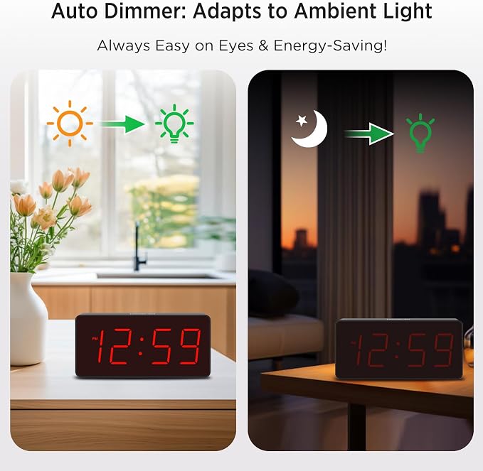 Peakeep Battery Operated Digital Alarm Clock for Bedrooms Big Numbers - Image 3