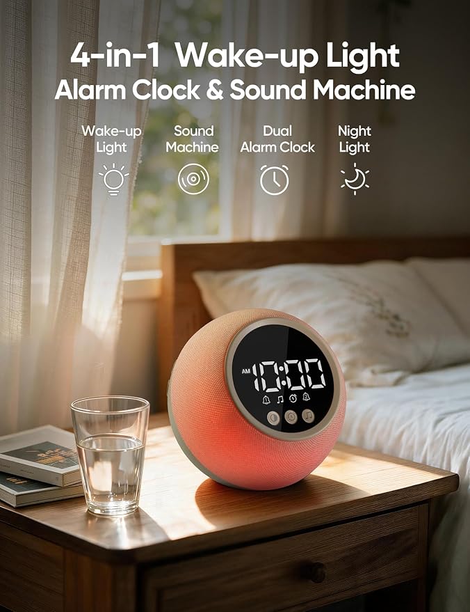 Sunrise Alarm Clock with Sound Machine, Wake Up Light, Dual Alarms - Image 2
