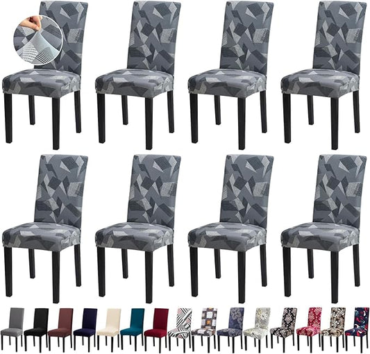 Chair Covers, Stretch Kitchen Chair Covers/Dining Chair Covers for Dining Room 8 Pack, Removable Washable Dining Chair Slipcovers for Home, Hotel, Banquet