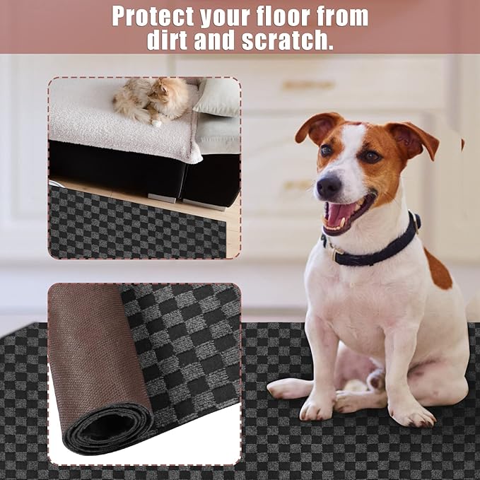 Runner Rug 4 ft x 44 ft Carpet Runners, Indoor/Outdoor Hallway Kitchen Entryway Bedroom Area Rugs with Non-Slip Rubber Backing, Garage mat, Checkered Black, Custom