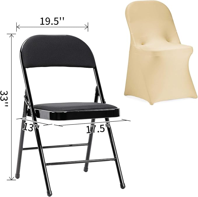 Peomeise Stretch Spandex Folding Chair Cover for Wedding Party Dining Banquet Event (Champagne,6pcs)