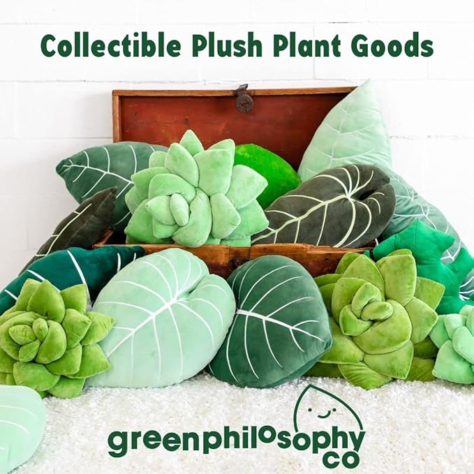 Green Philosophy Co. Monstera Deliciosa Leaf Pillow - Jungle Green