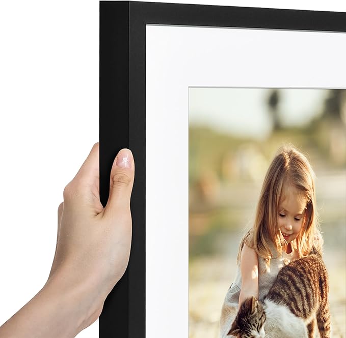 Americanflat 12x16 Picture Frame with Polished Plexiglass - Use as 8x12 Frame with Mat or Display 12x16 Photo Without Mat - Soho Collection - Deep Molding Picture Frames for Wall Display - Black