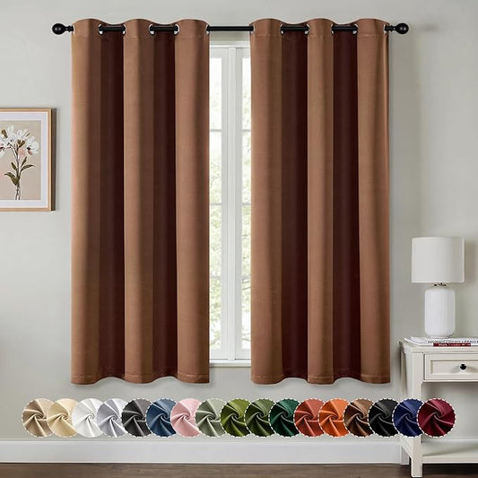 MIULEE Mocha Brown Blackout Curtains for Bedroom Living Room 45 Inches Long 2 Panels, Thermal Insulated Room Darkening Drapes Grommet Noise Reducing Light Blocking Window Treatments 40x45 Inch