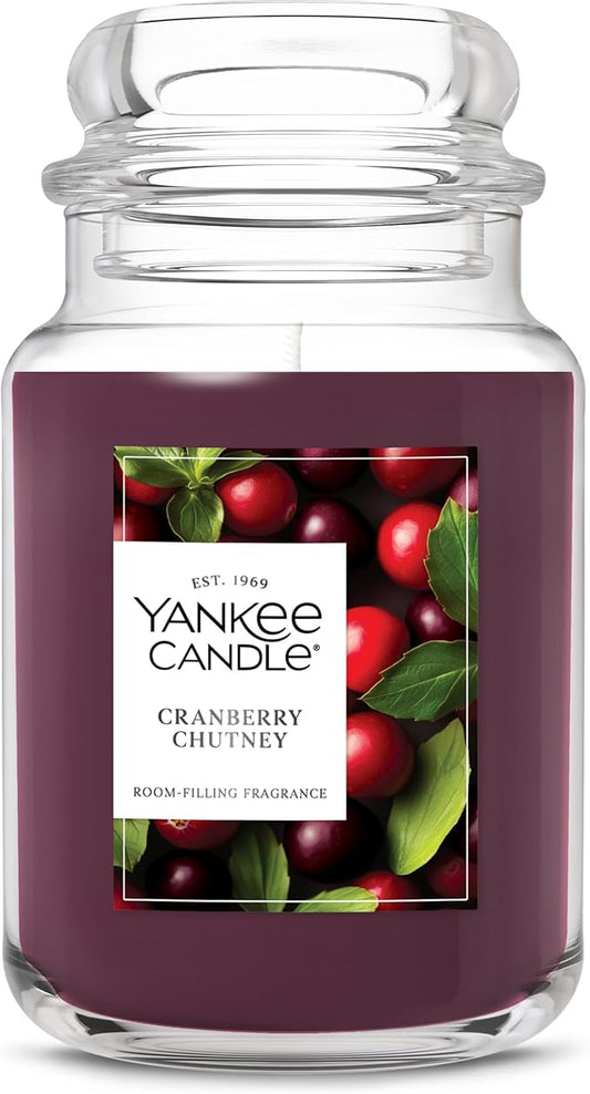 Yankee Candle Cranberry Chutney, Scented Candle, 22oz Large Jar with up to 150 Hour Burn Time, Giftable