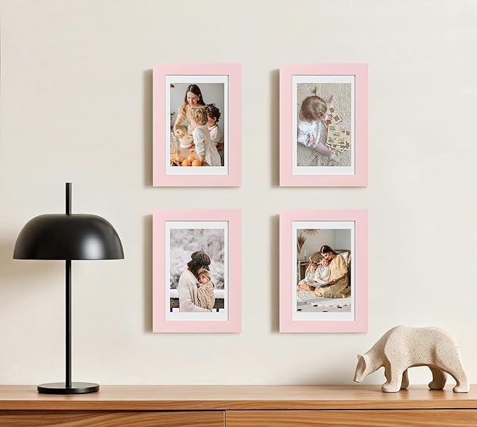 eletecpro 4x6 Picture Frames Set of 10, Picture Frames Collage Wall Decor Display 3.5x5 Photo with Mat or 4x6 without Mat, Home Decor Gallery Frame for Table Top or Wall Mounting, Pink