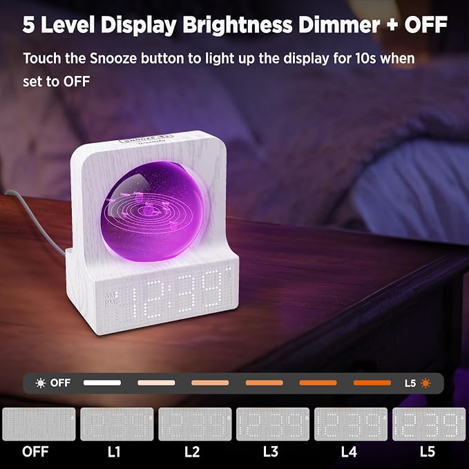 DreamSky Space Alarm Clock for Kids Teens with RGB Night Light for Bedroom - Image 5