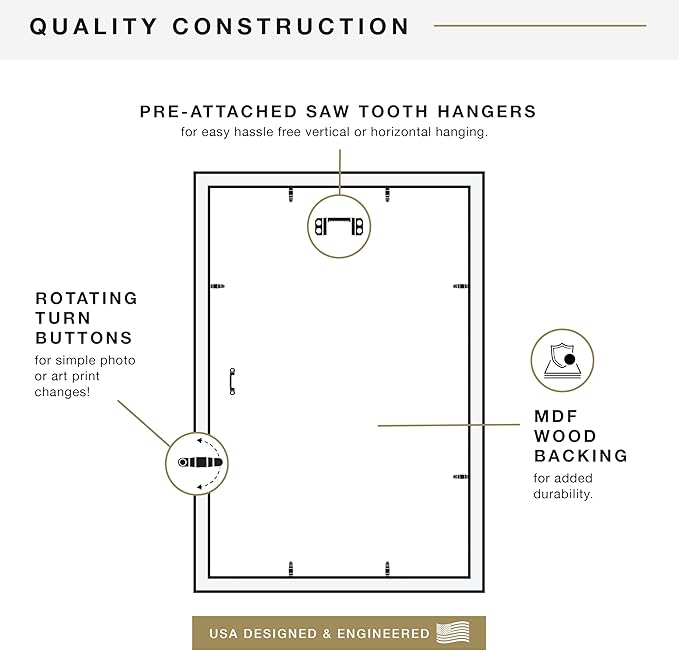MCS Studio Gallery 16x24 Poster Frame Walnut Woodgrain Engineered Wood, Vertical & Horizontal Wall Hanging Large Picture Frame for Photos, Posters & Art Prints (1-Pack)