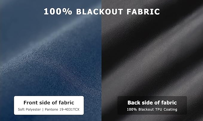 LazBlinds 100% Blackout Roller Shades, No Tools No Drill Cordless Blinds for Windows, Thermal Insulated UV Protection Privacy Window Shades for Bedroom (48''W x 72''H, Navy Blue)