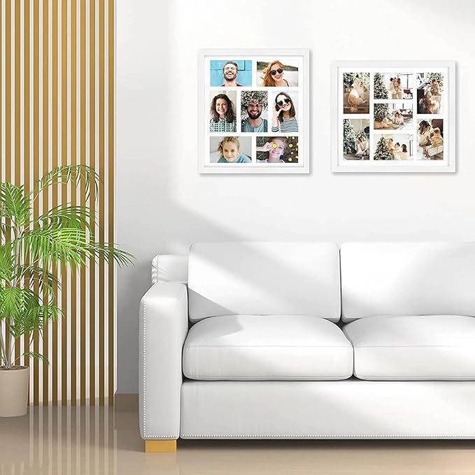 Golden State Art, 13.7x15.7 Matted White Wood 7-Opening for 4x6 Collage Picture Frame, 3 Pack