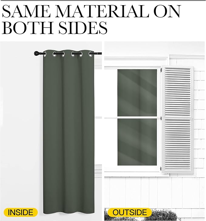 NICETOWN Dark Mallard Blackout Draperies Curtains - Pair of Grommet Top Thermal Insulated Blackout Decorative Curtains for Thanksgiving Day & Christmas Decor(55 inches Wide by 90 inches Long)