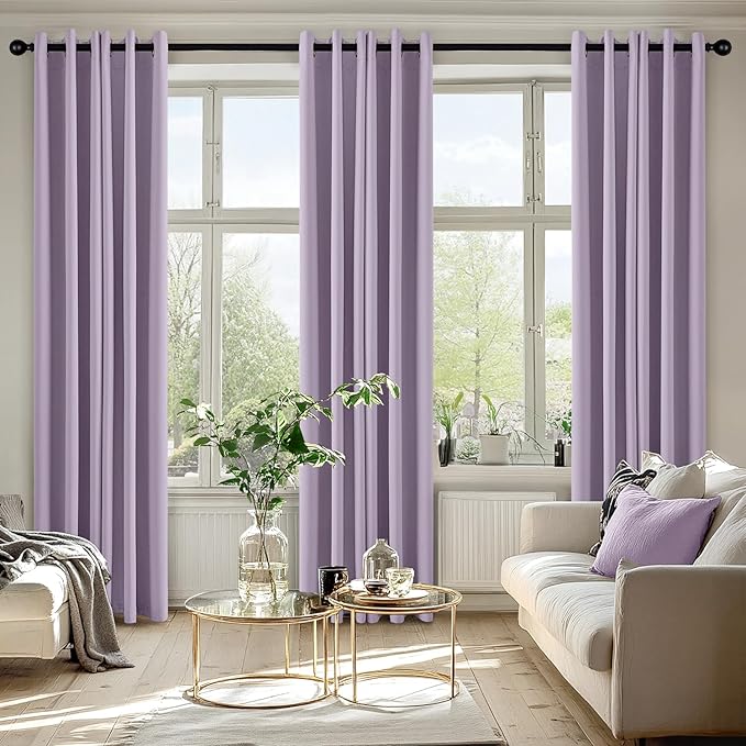 MIULEE Lilac Blackout Curtains for Bedroom Living Room 84 Inches Long 2 Panels, Thermal Insulated Room Darkening Drapes Grommet Noise Reducing Light Blocking Window Treatments 40x84 Inch