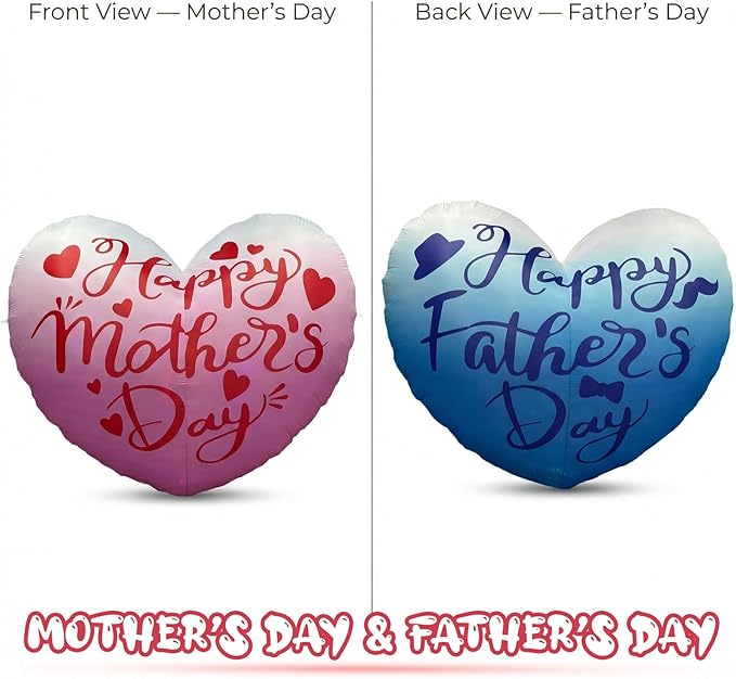 6.5FT Inflatable Happy Mother's Day Decorations, Father's Day Inflatable Double Side Decorations, Giant Hearts Built-in LED Lighted Blow Up Decoration Home Yard Outdoor Indoor Decor