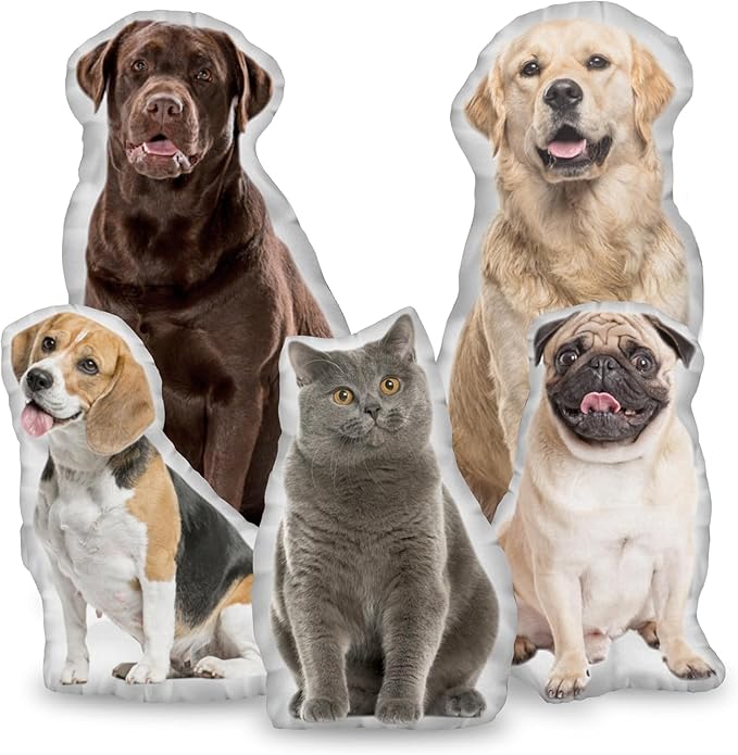 Custom Pet Pillow with Photo - Personalized Face Dog Cat Shaped Pillow - Personlized Pet Memorial Gifts for Loss of Dogs - Birthday Gift for Pets Lover - White Elephant Gift for Mom Dad