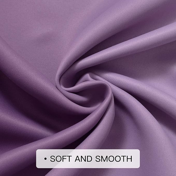 COSVIYA Grommet Ombre Room Darkening Curtains 54 inch Length, Purple and Greyish White Gradient Drapes Light Blocking Insulated Thermal Window Curtains for Bedroom/Living Room,2 Panels,52x54 inches