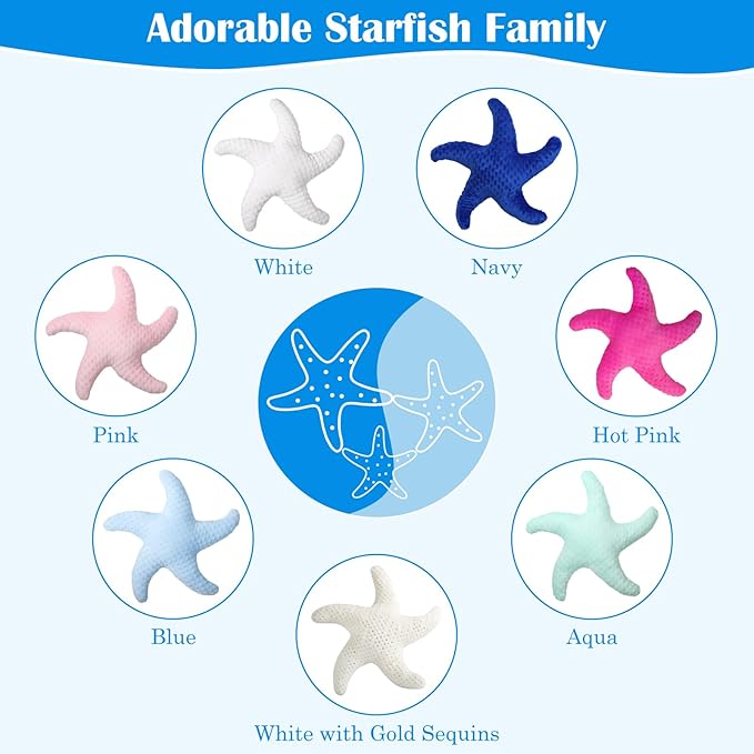 Marble Empire Blue Starfish Pillow 2-Pack for Couch and Bed, Coastal Decor Throw Pillows, Ocean Beach Theme Accent Pillows for Living Room