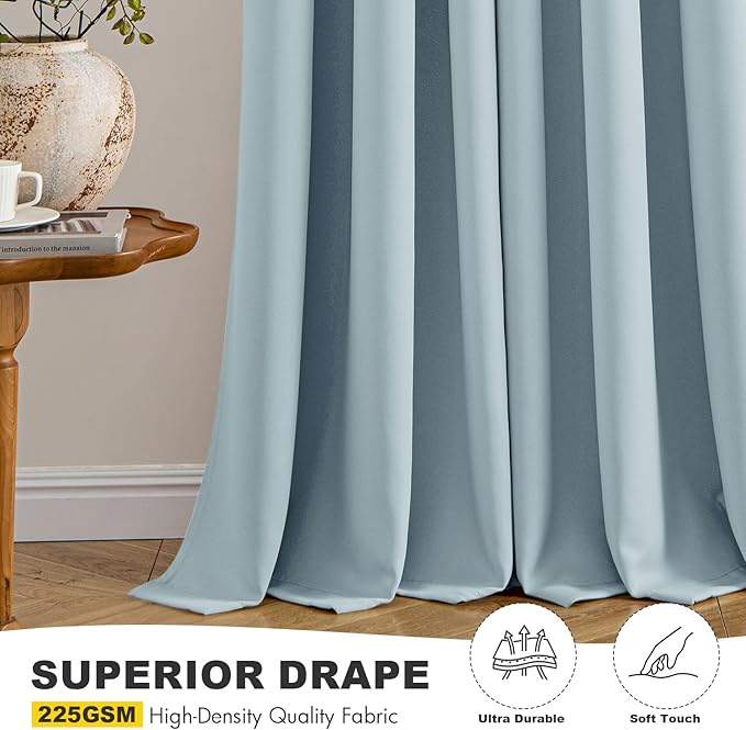 MIULEE Slate Blue Blackout Curtains for Bedroom Living Room 72 Inches Long 2 Panels, Thermal Insulated Room Darkening Drapes Grommet Noise Reducing Light Blocking Window Treatments 40x72 Inch