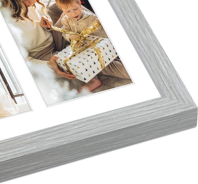 Golden State Art, 13.7x15.7 Matted Grey Wood 7-Opening for 4x6 Collage Picture Frame, 1 Pack
