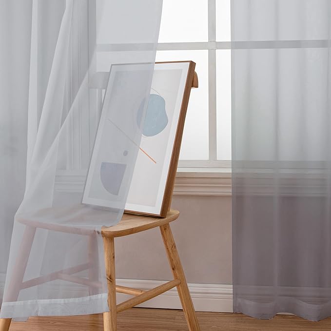 OWENIE Light Grey Sheer Curtains 78 inches Long 2 Panels Set for Bedroom Living Room, Soft Solid Living Room Sheer Curtain, Rod Pocket Light Filtering Farmhouse Curtains, 2 Pcs Each 42?€? W x 78" L