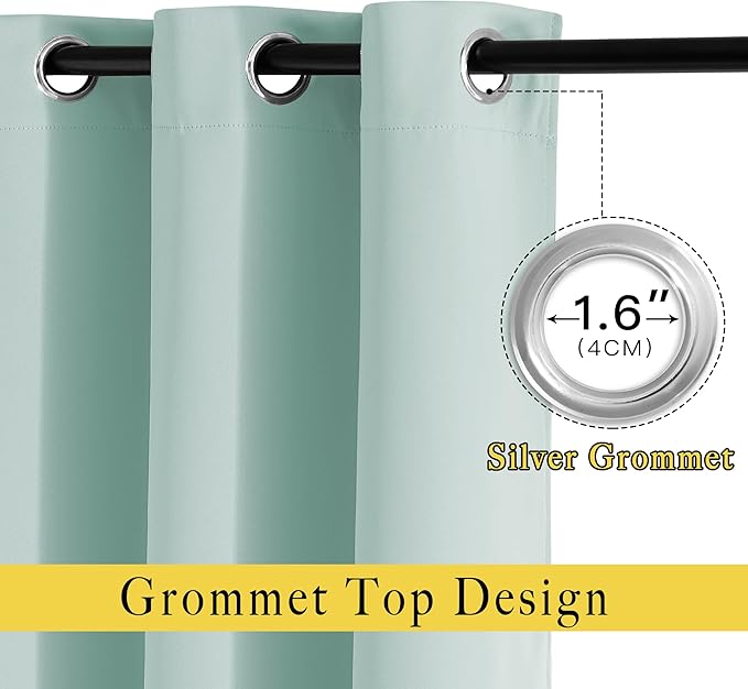 NICETOWN Blackout Curtains for Living Room - Functional Blackout Curtains/Panels for Bedroom, Window Decoration, Privacy Assured (Set of 2, 52 x 95 inches in Aqua Blue)