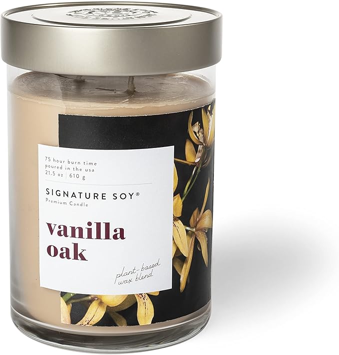 Signature Soy Lidded Vanilla Oak Scented Candle, Extra Large Jar