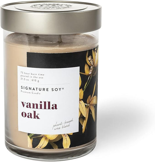 Signature Soy Lidded Vanilla Oak Scented Candle, Extra Large Jar