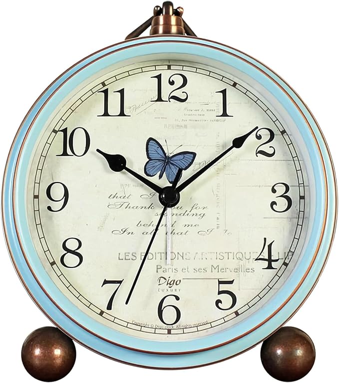 Maxspace 5.2in Analog Clock, Retro Silent Desk Clock Non-Ticking & Battery Operated with Quartz Movement,Clock Decor for Bedroom Living Room by Maxspace