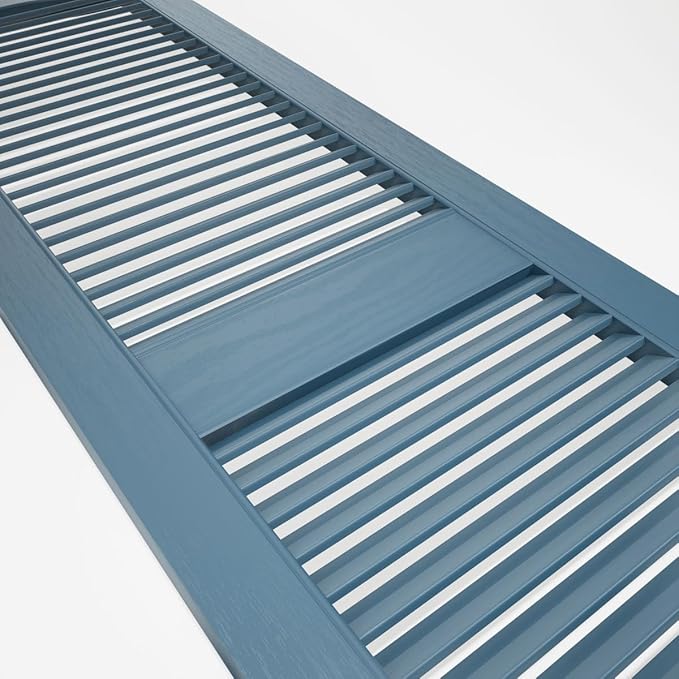 Ekena Millwork Lifetime Vinyl LL1S14X08000CB Standard Cathedral Top Center Mullion, Open Louver Vinyl Shutters, w/Installation Shutter-Lok's & Matching Screws (Per Pair), 14 1/2"W x 80"H, Classic Blue