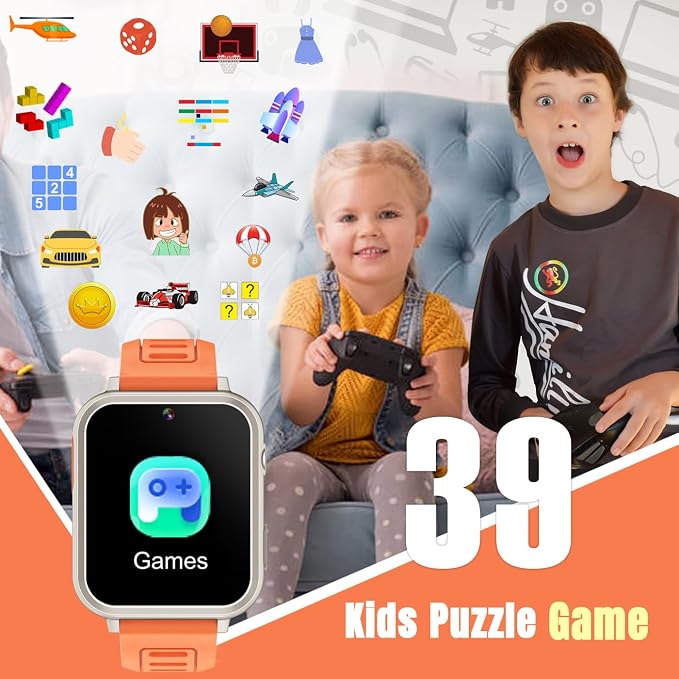 Tixpc Smart Watch for Kids with 39 Puzzle Games HD Touch Screen Camera Video Music Player Pedometer Alarm Clock Flashlight 12/24 hr Kids Watches Gift for 4-12 Year Old Boys Girls Toys - Image 5