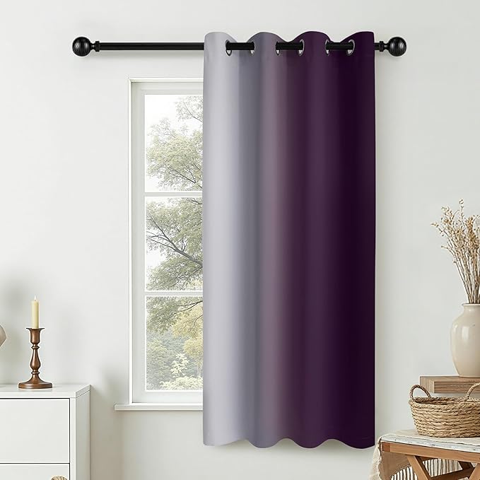 COSVIYA Curtains & Drapes Ombre Purple Gradient Drape 63 inch Long 1 Panel,Grommet Room Darkening Light Blocking Insulated Thermal Window Treatments for Bedroom/Living Room,52x63 inches