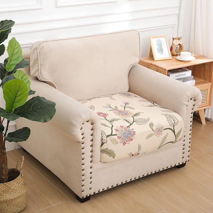 hyha Printed Couch Cushion Covers, Floral Sofa Covers Washable for Cushion Couch, Stretch Pattern Outdoor Cushion Covers for Patio Furniture with Elastic Bottom(Small, Tropical Flowers)