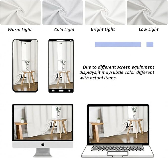 Simplebrand Ava Ivory Short Light Filtering Curtains for Bedroom 54 Inches Long 2 Panels Set, Solid Thermal Insulated, Energy Saving Window Treatment Curtains Light Filtering Drapes, W40 x L54 Inch