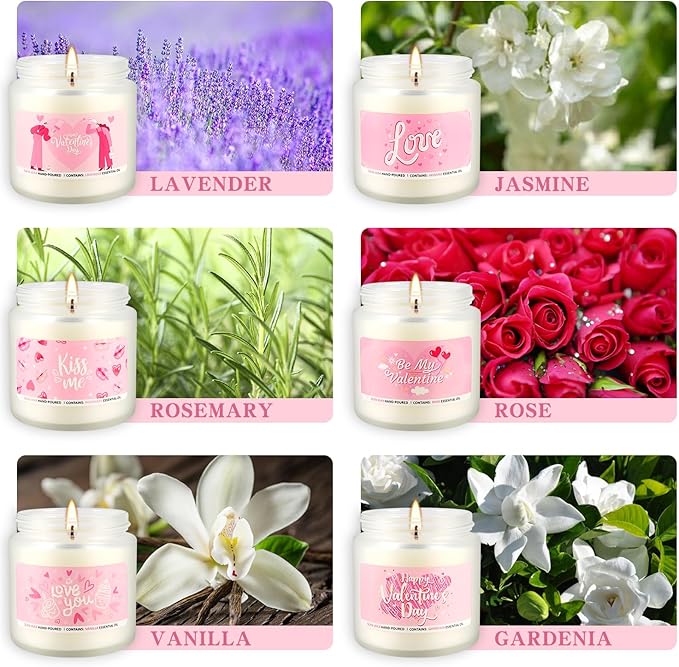Set of 12 Valentines Scented Candles -3.5oz Romantic Candle Gifts for Her,Wife, Girlfriend,Wedding Day,Anniversary, Long Lasting Soy Candles