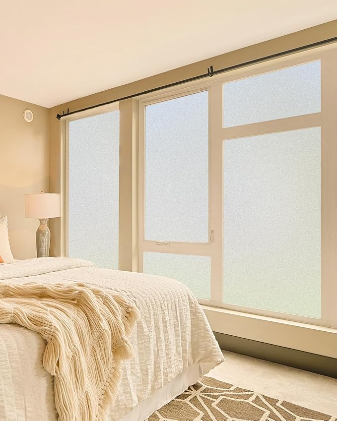 Frosted Glass Window Privacy Film Decorative with Tools, 2 Way Frosting Privacy Film for Glass Windows, Static Cling Tint for Home Anti-UV, Covering Clings 35.4" by 394"