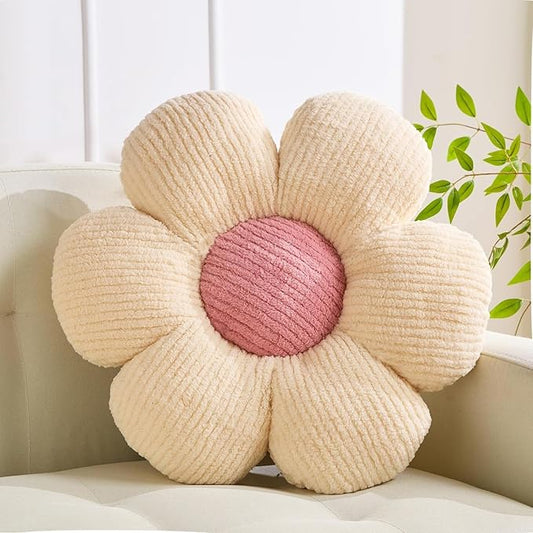 XIAIJIA Flower Pillow Flowers Shaped Pillow Cushion Decorative Daisy Pillow for Bed Cute Throw Pillow Flower Floor Pillow Soft Seat Cushion Cream Cushion 15.7"