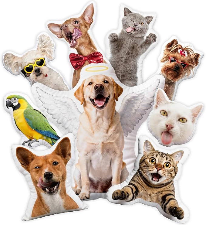 Custom Pet Pillow with Picture, Personalized Dog Cat Shaped Pillow Memorial Loss Sympathy Gifts, Customized Stuffed Animal Pictures Pillows Gift for Dog Lover