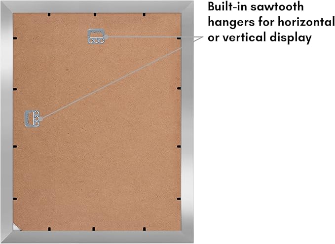 Americanflat 11x14 Picture Frame with Shatter-Resistant Glass - Use as 5x7 Frame with Mat or Display 11x14 Photo Without Mat - Signature Collection - Picture Frames for Wall Display - Silver