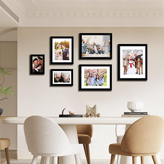 FIXSMITH 5x7 Picture Frame, Black Photo Frame with HD Plexiglass, Display Pictures 4x6 with Mat or 5x7 Without Mat Multi Picture Frames Collage for Tabletop or Wall Display, 1 Pack