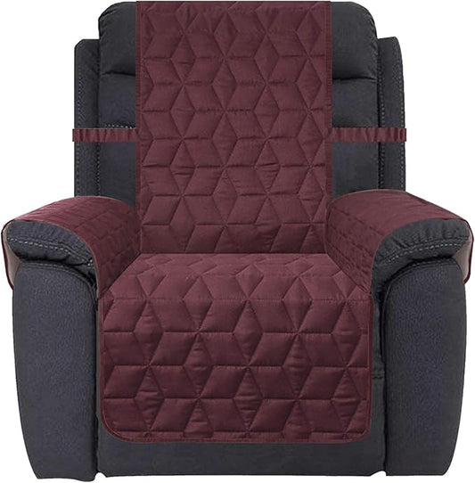 Ameritex Waterproof Nonslip Recliner Cover Christmas Decor Stay in Place, Dog Couch Recliner Cover Furniture Protector for Pets and Kids (Burgundy, 23'')
