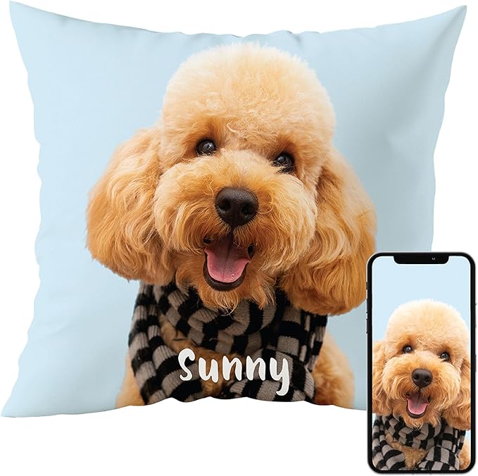 Fabric Textile Products Custom Pillow - USA Made - Personalized Pillows with Pictures or Text - Throw Pillow - Personalized Gift - Grandparent & Couples Gifts - Pet Pillow - Kids Pillows (20"x20")