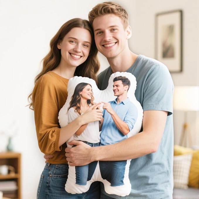 Custom Pillow - Personalized Face Pillow with Picture - Valentines Day Gifts for Boyfriend - Personalized Gag Gifts Funny Birthday White Elephant Gifts for Mom Dad - Customized Stuffed Throw Pillows