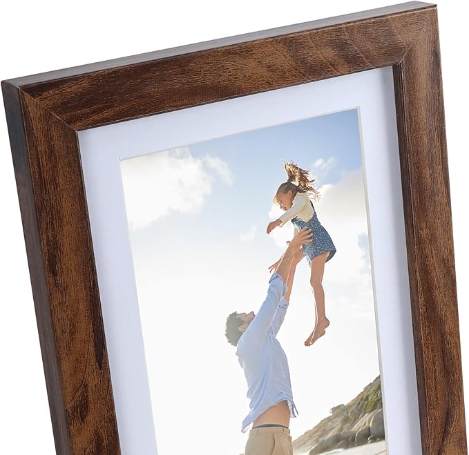 Giftgarden Brown Picture Frames with Mat for Multiple Sizes Photos, Four 4x6, Four 5x7, Two 8x10, Assorted Gallery Frame Collage for Wall or Tabletop, Set of 10