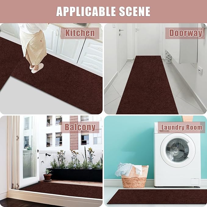 Runner Rug 4 ft x 67 ft Carpet Runners, Indoor/Outdoor Hallway Kitchen Entryway Bedroom Area Rugs with Non-Slip Rubber Backing, Garage mat, Chocolate Brown, Custom